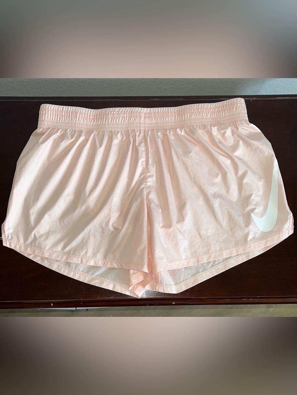 Nike Women’s Lined Running Shorts Peach Color with White Swoosh